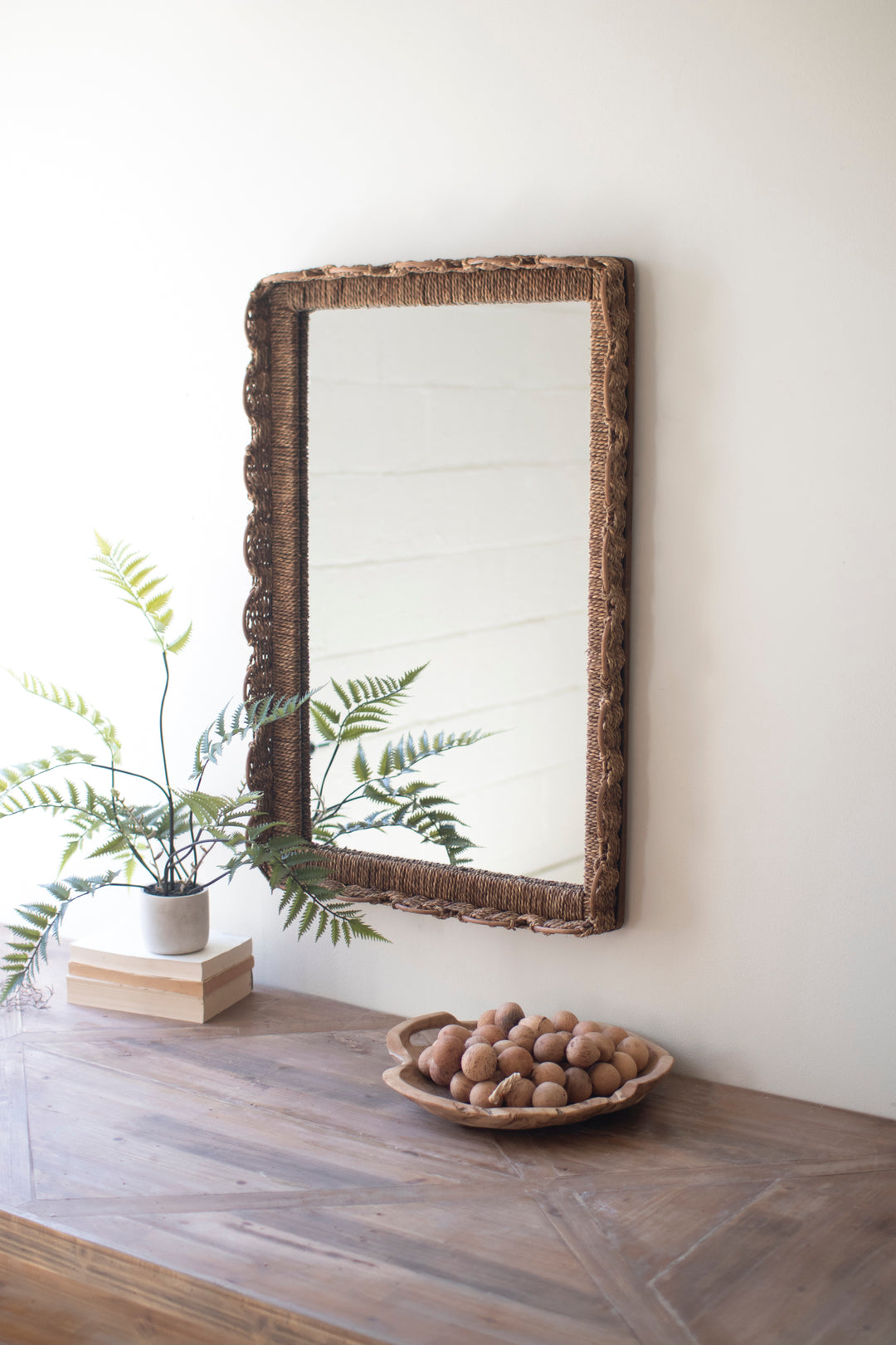 Rectangle Basket Framed Wall Mirror