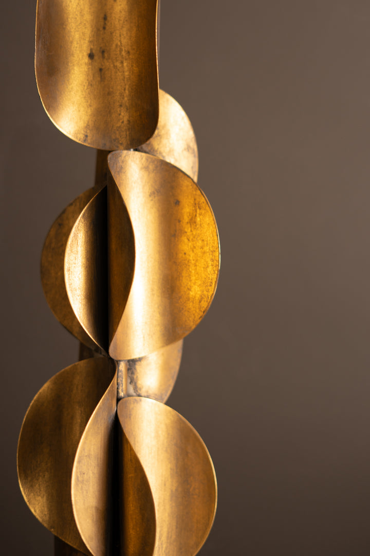 Tall Metal Table Lamp with Antique Gold Finish and Fluted Metal Shade