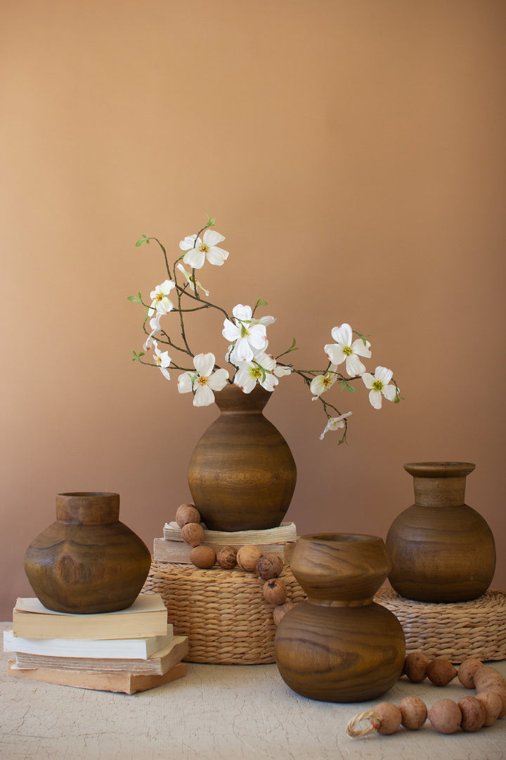 Set of 4 Hand Turned Wooden Vases