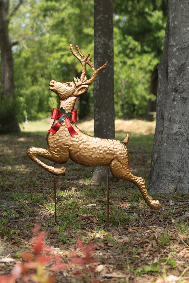 Painted Metal Reindeer Yard Stake