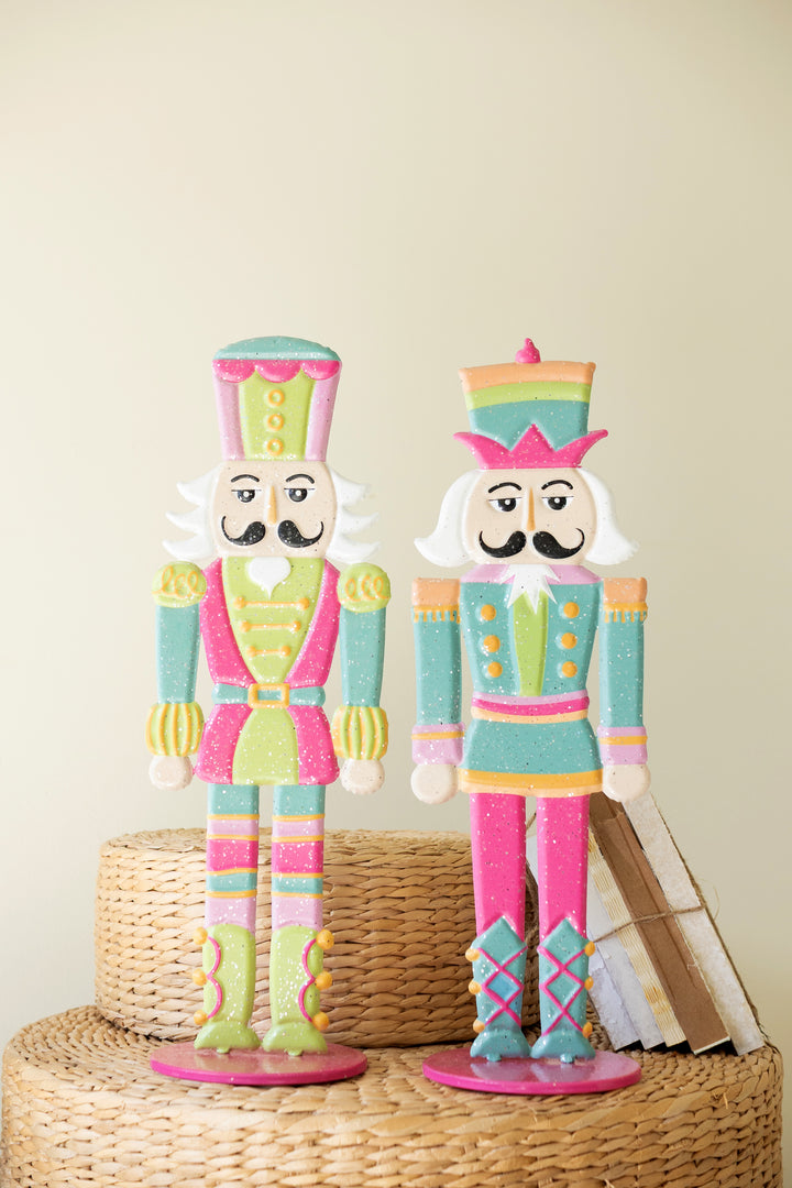 Set of 2 Painted Metal Vibrant Tabletop Nutcrackers