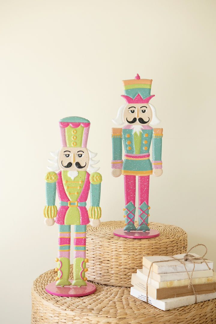 Set of 2 Painted Metal Vibrant Tabletop Nutcrackers