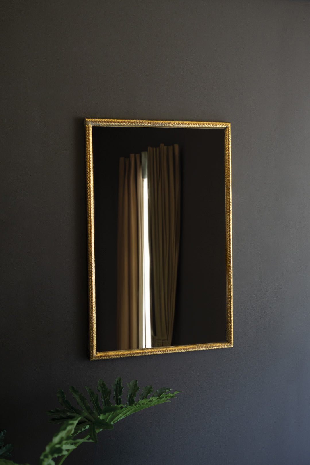 Antique Brass Hammered Metal Mirror