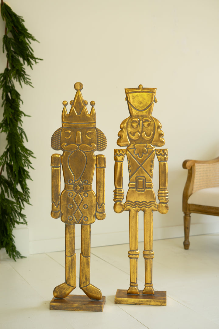 Set of 2 Antique Gold Nutcrackers
