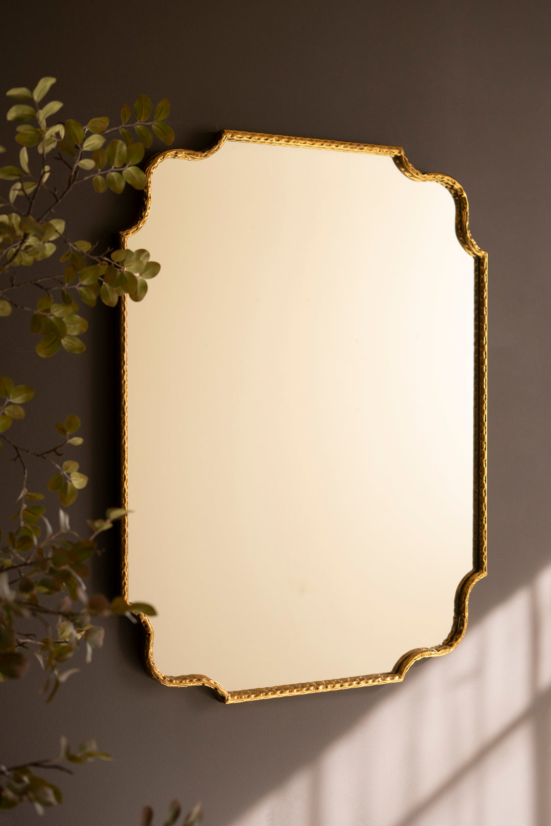 Hammered Antique Brass Framed Mirror