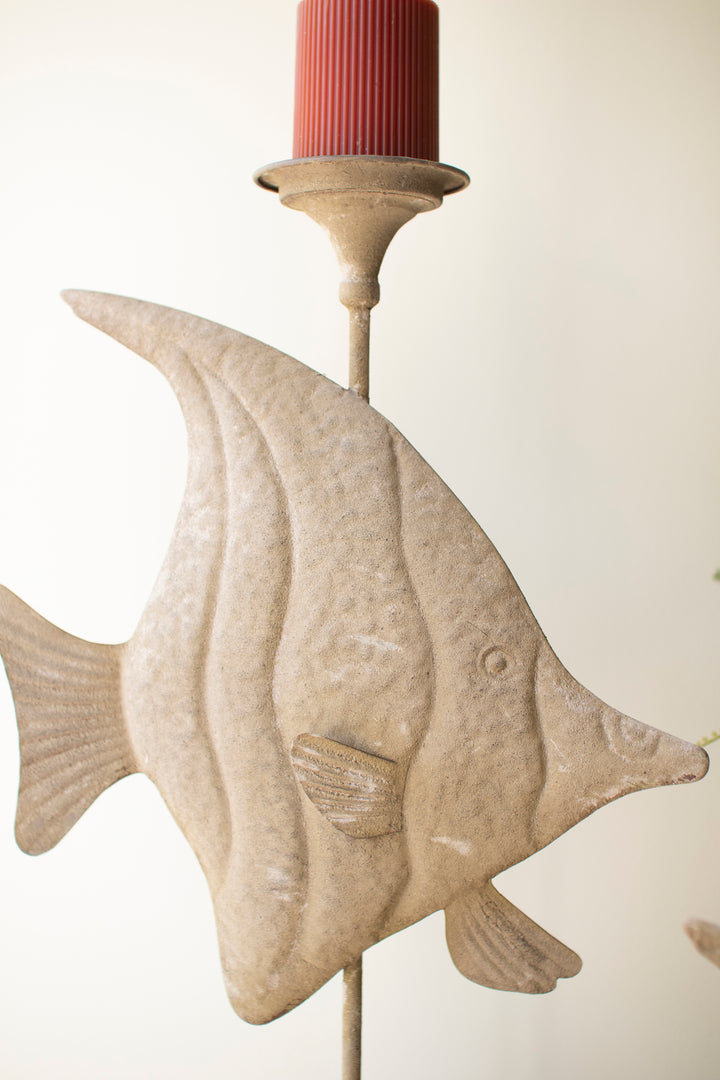 Set of 2 Rustic Fish Candle Holders