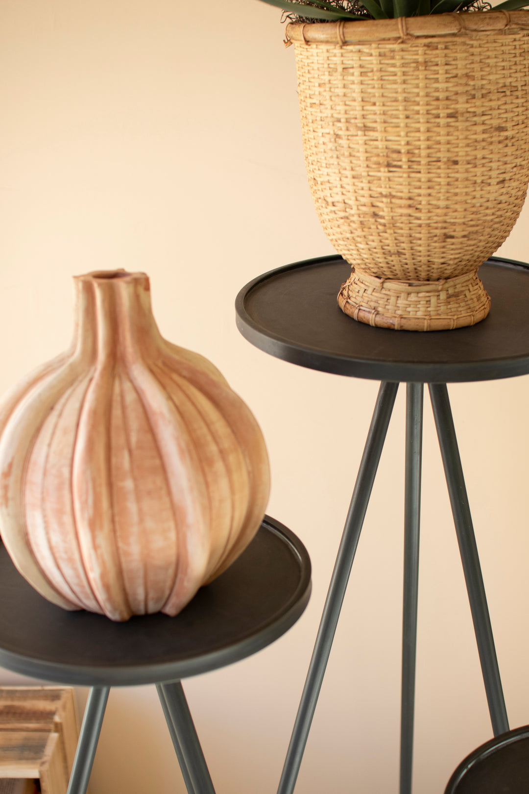 Set of 3 Tall Painted Metal Display Stands