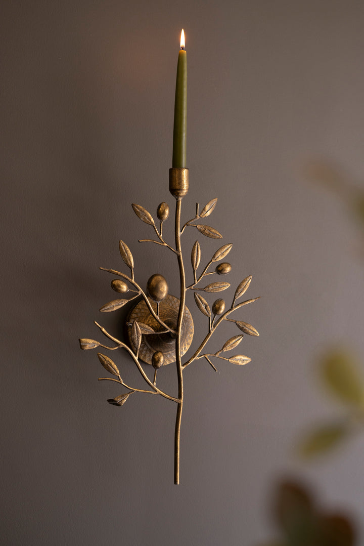 Antique Brass Fruit Tree Taper Wall Sconce