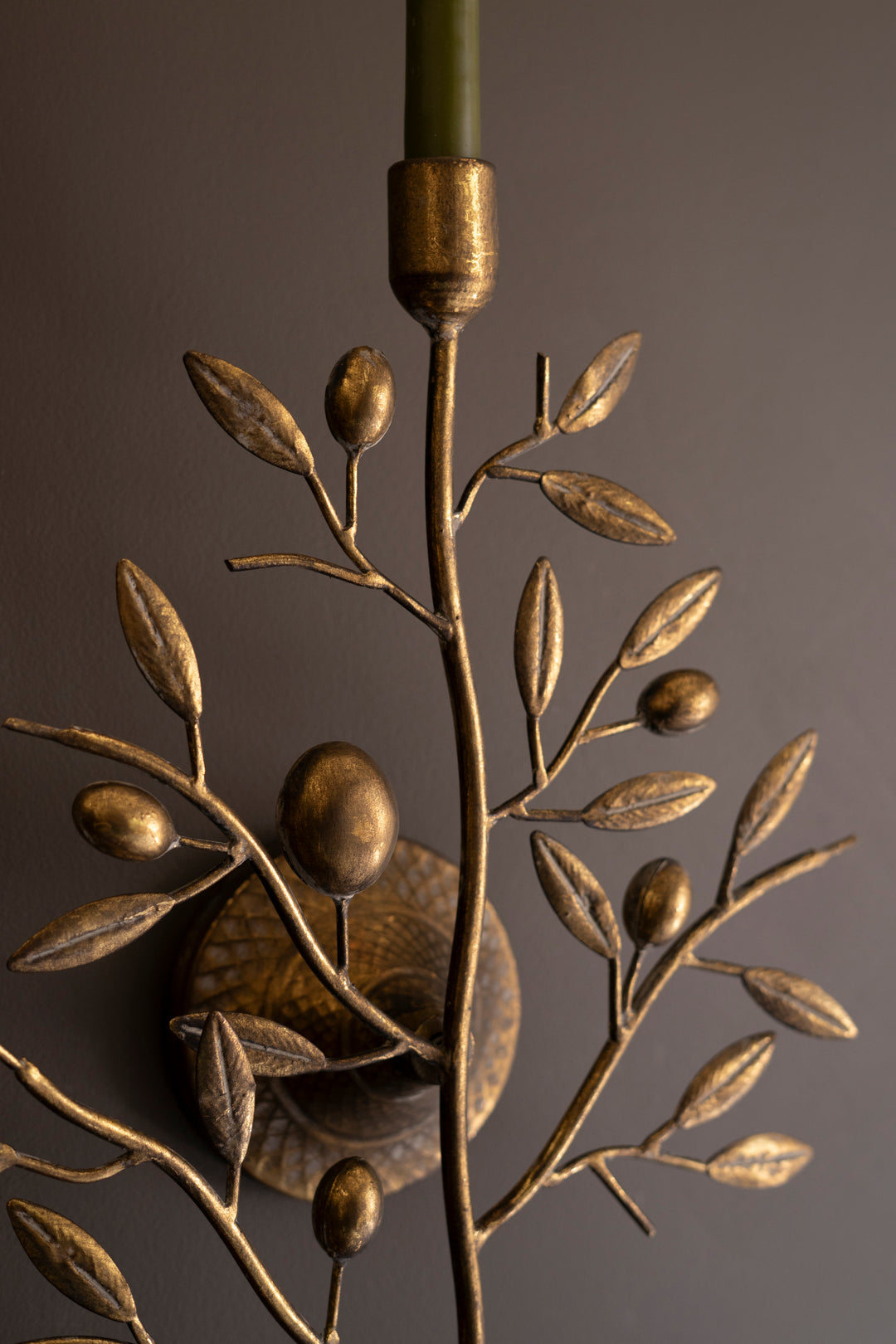 Antique Brass Fruit Tree Taper Wall Sconce