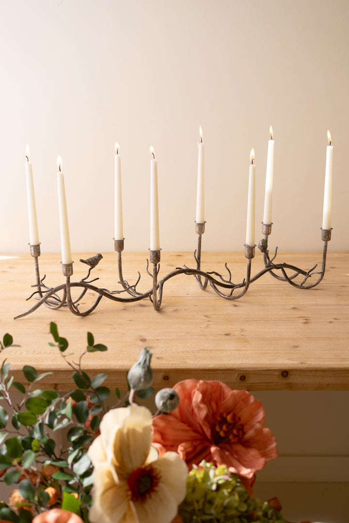 Rustic Metal Candelabra with Birds