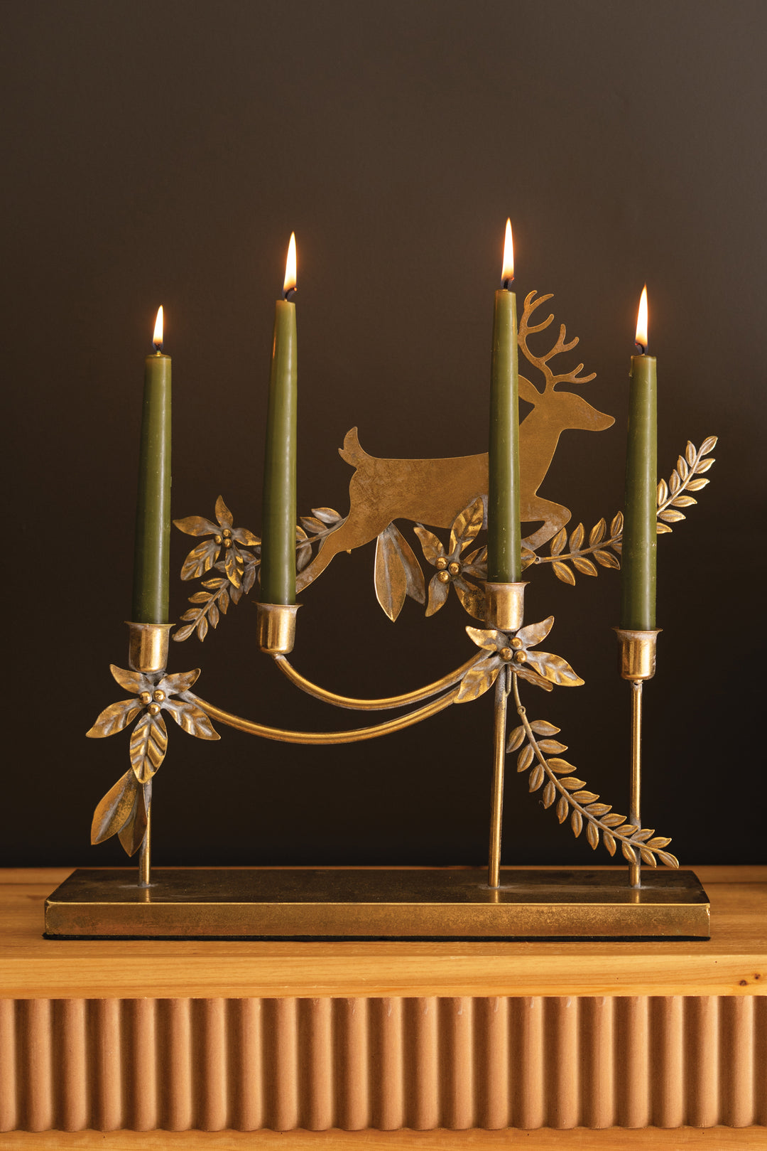 Metal Reindeer Taper Candelabra