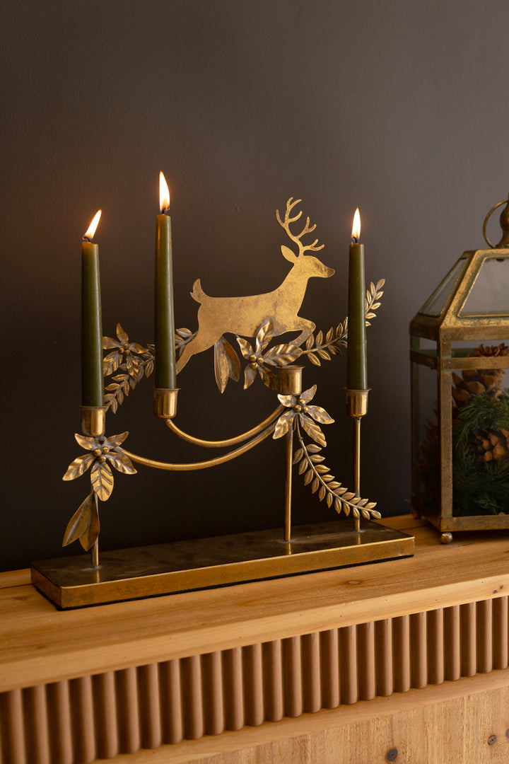 Metal Reindeer Taper Candelabra