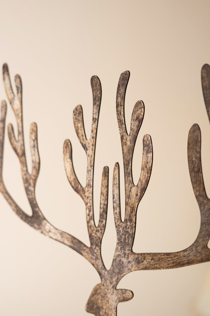 Set of 2 Rustic Metal Reindeer
