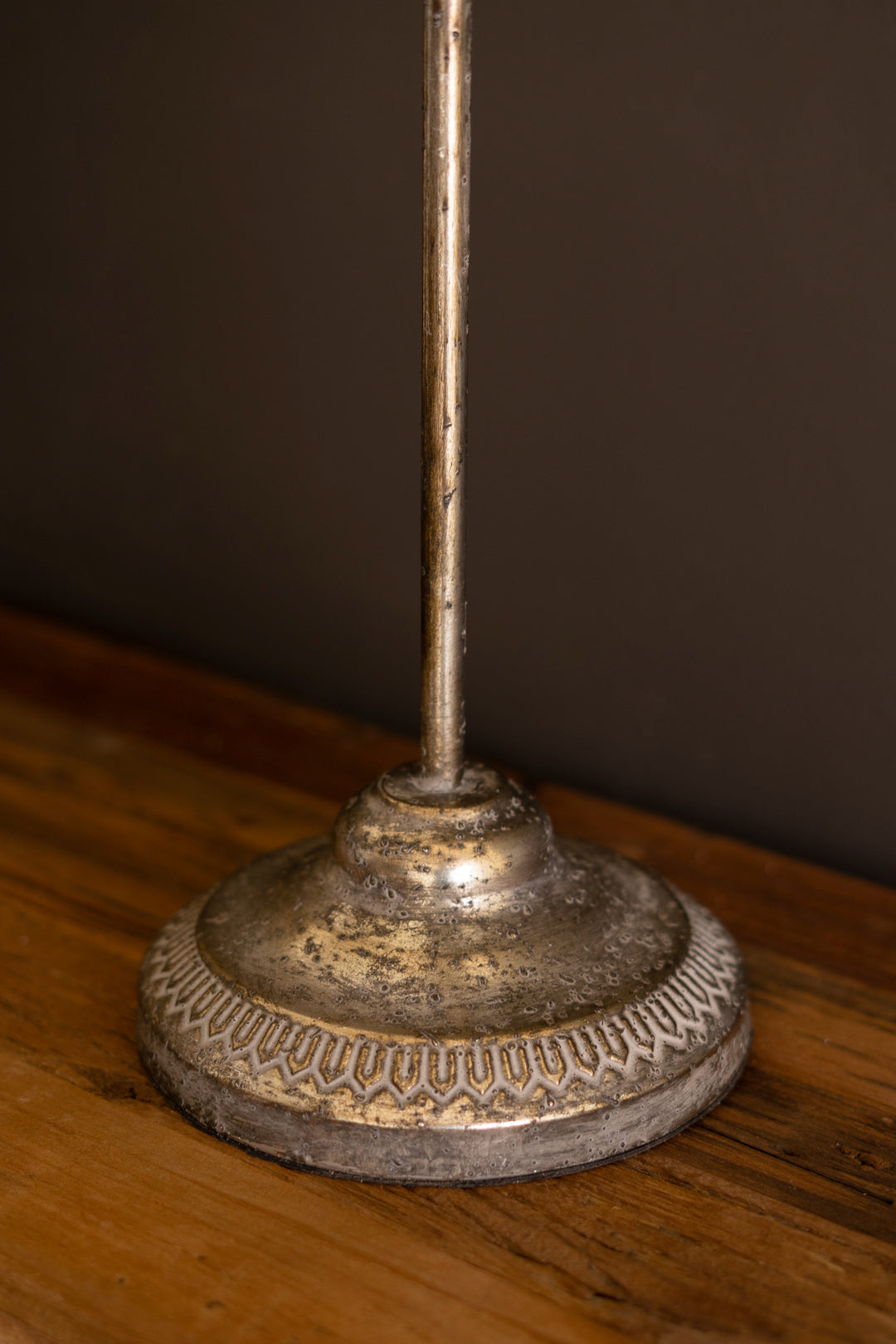Rustic Metal Table Lamp with Flower Shade