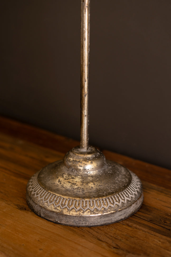 Rustic Metal Table Lamp with Flower Shade