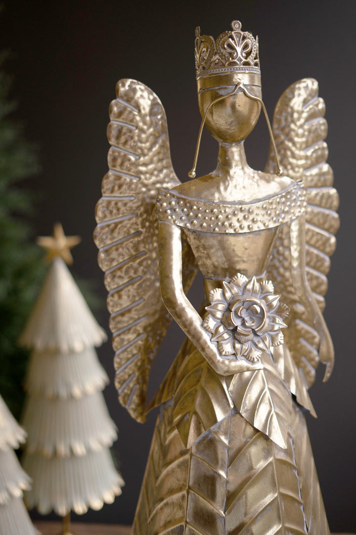 Large Antique Gold Table Top Christmas Angel