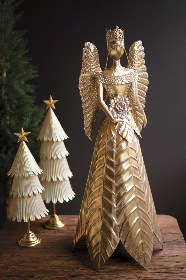 Large Antique Gold Table Top Christmas Angel
