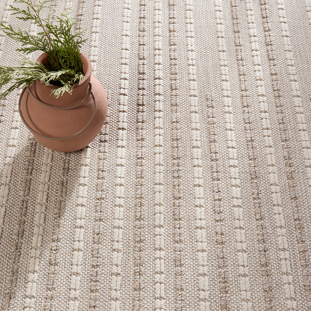 Vibe by Jaipur Living Theorem Indoor/Outdoor Striped Taupe/ Cream Area Rug (CONTINUUM - CNT03)