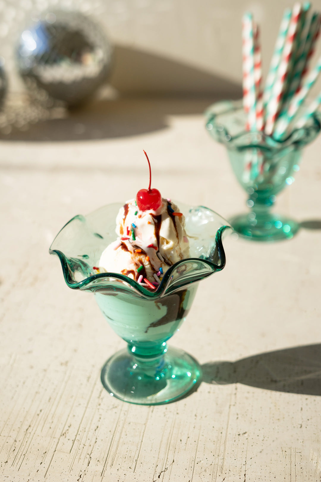 Recycled Glass Ice Cream Dish with Ruffled Edge (Set of six)