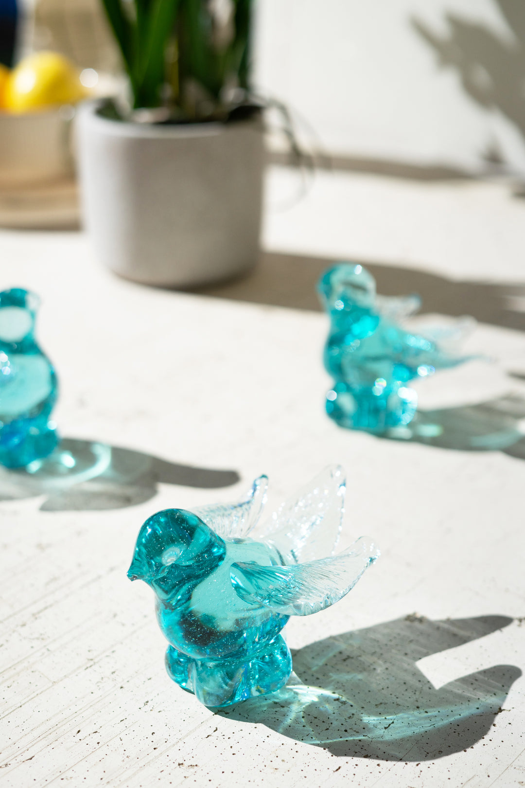 Blue Recycled Glass Bird (Set of six)