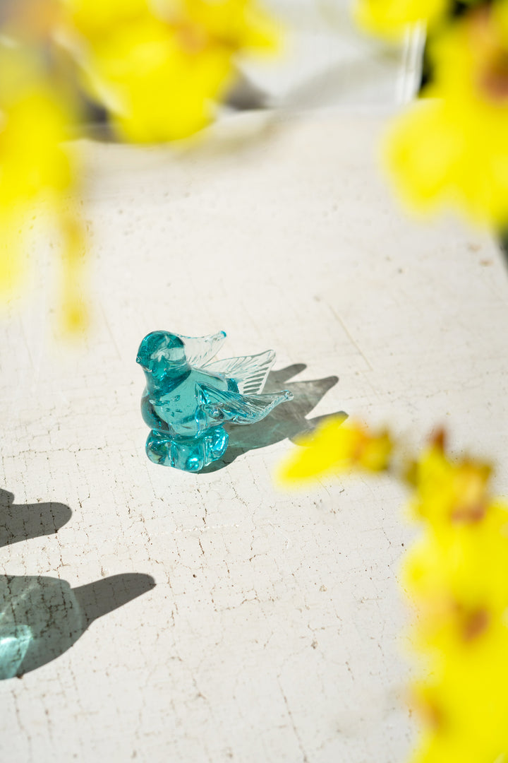 Blue Recycled Glass Bird (Set of six)