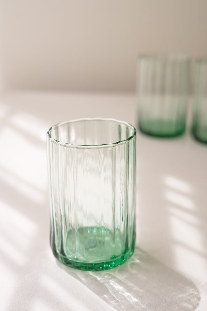 Recycled Fluted Giant Water Glass/Vase Set of Six