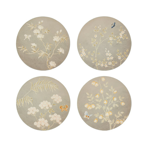 Addison Ross Grey Chinoiserie Coasters Set of 4