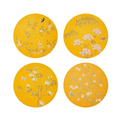 Addison Ross Yellow Chinoiserie Coasters Set of 4