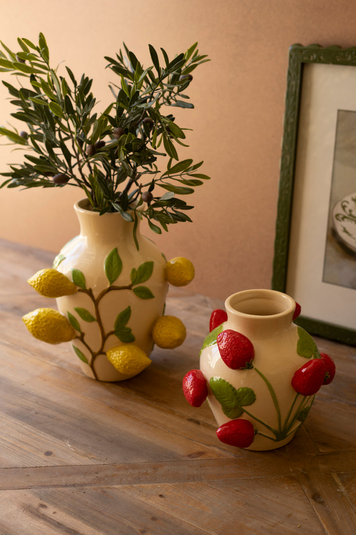 Ceramic Strawberries Vase