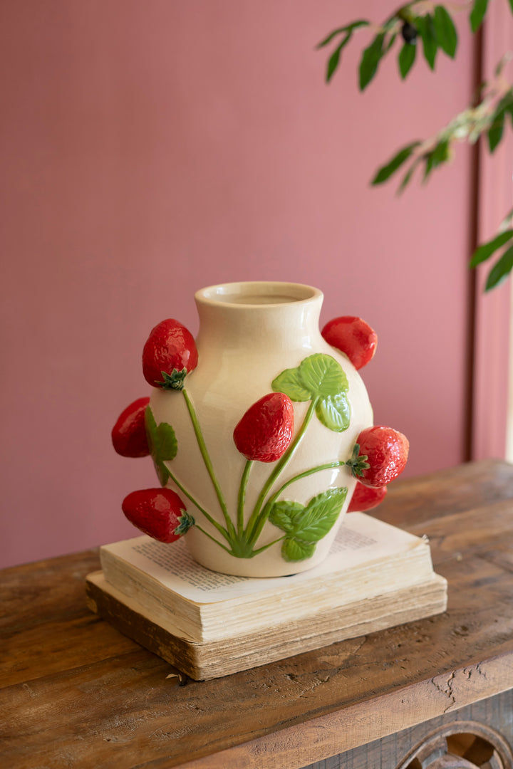 Ceramic Strawberries Vase