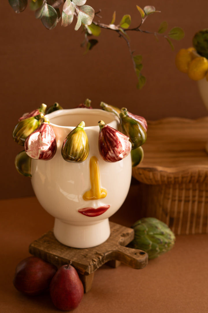 Ceramic Head Vase with Figs