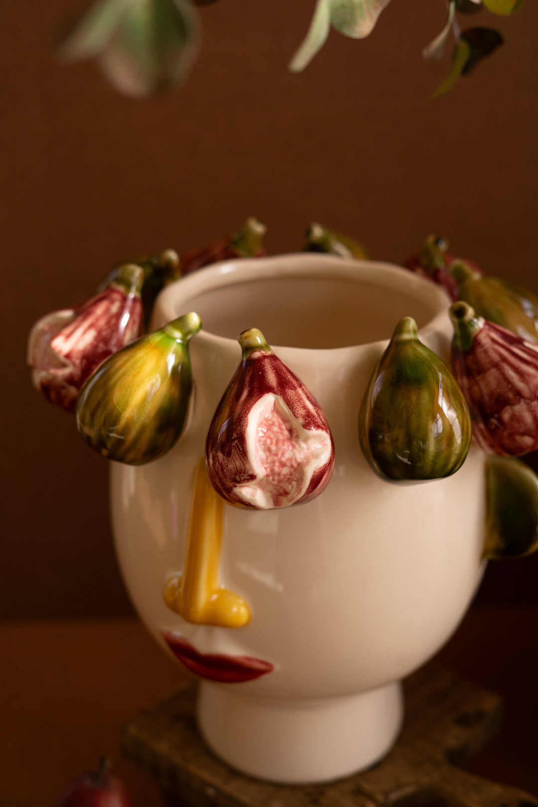 Ceramic Head Vase with Figs