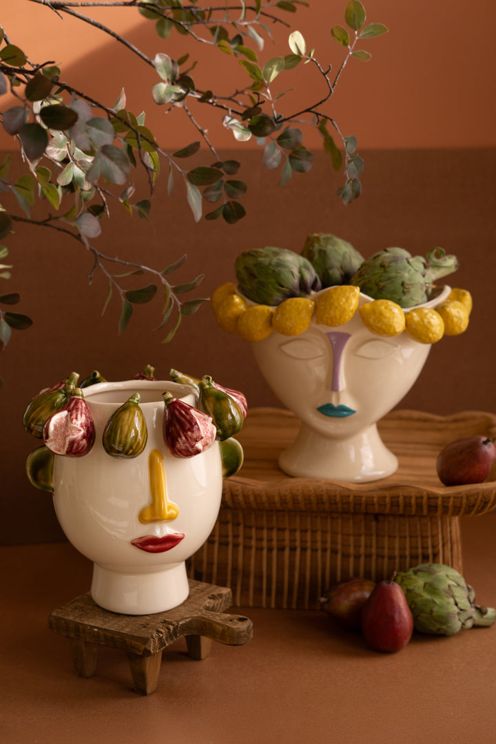 Ceramic Head Vase with Figs