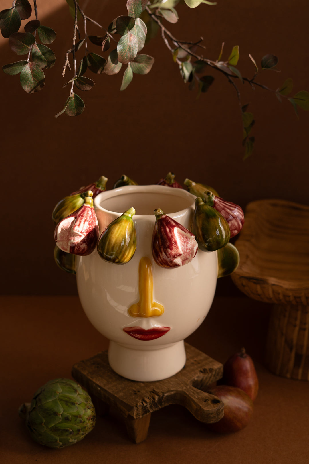 Ceramic Head Vase with Figs