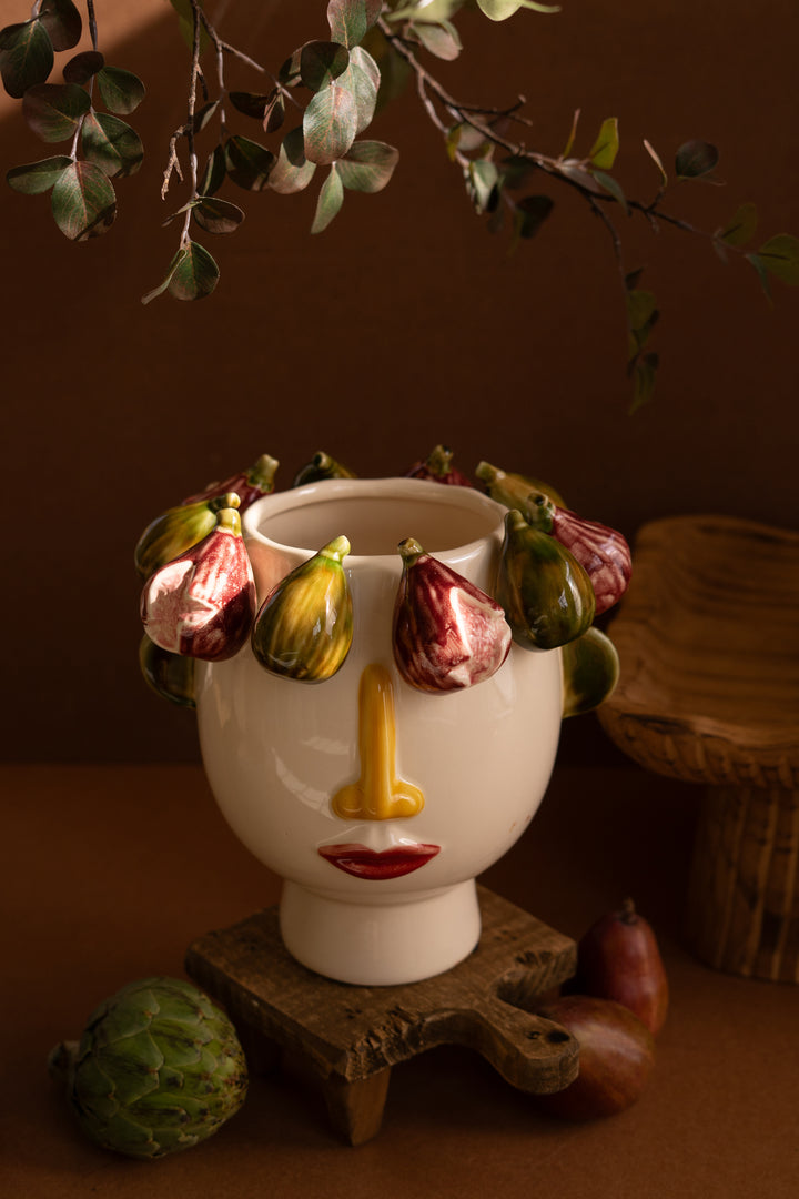 Ceramic Head Vase with Figs
