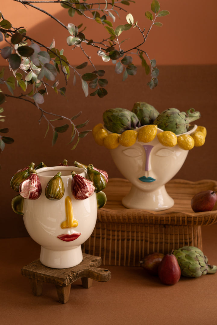 Ceramic Head Vase with Lemons
