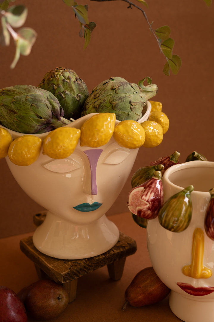 Ceramic Head Vase with Lemons