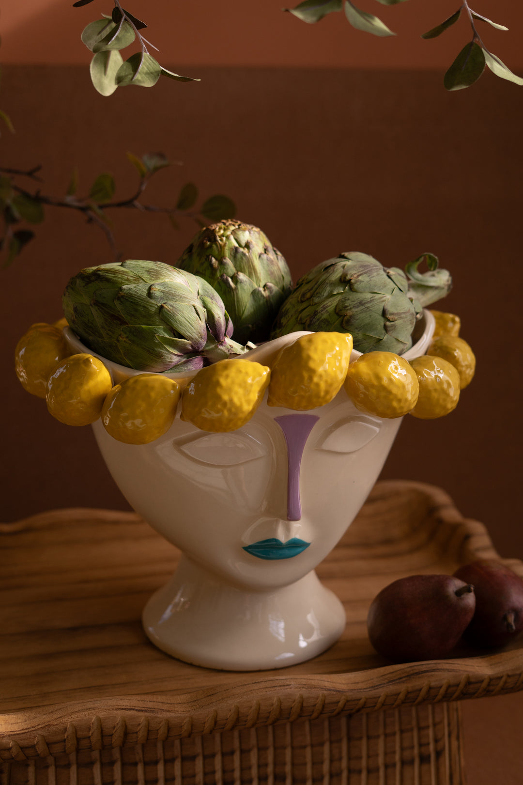 Ceramic Head Vase with Lemons