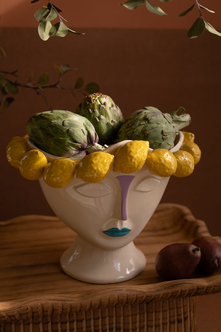 Ceramic Head Vase with Lemons
