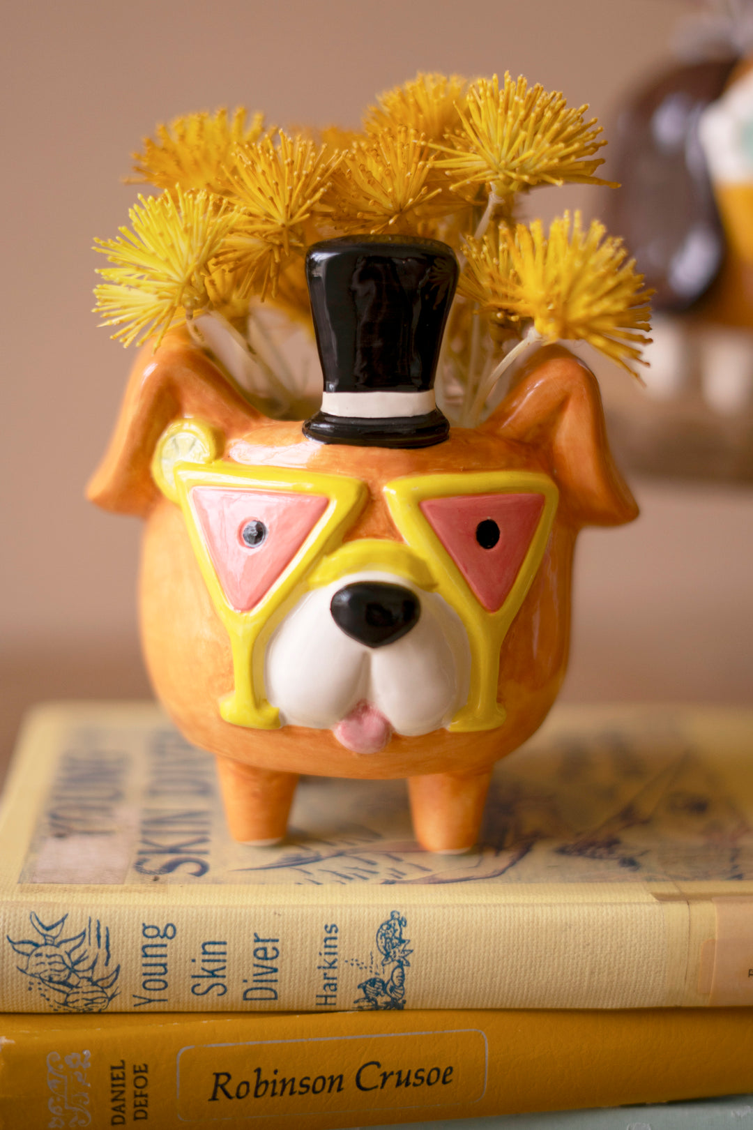 Set of 3 Ceramic Party Puppy Planters