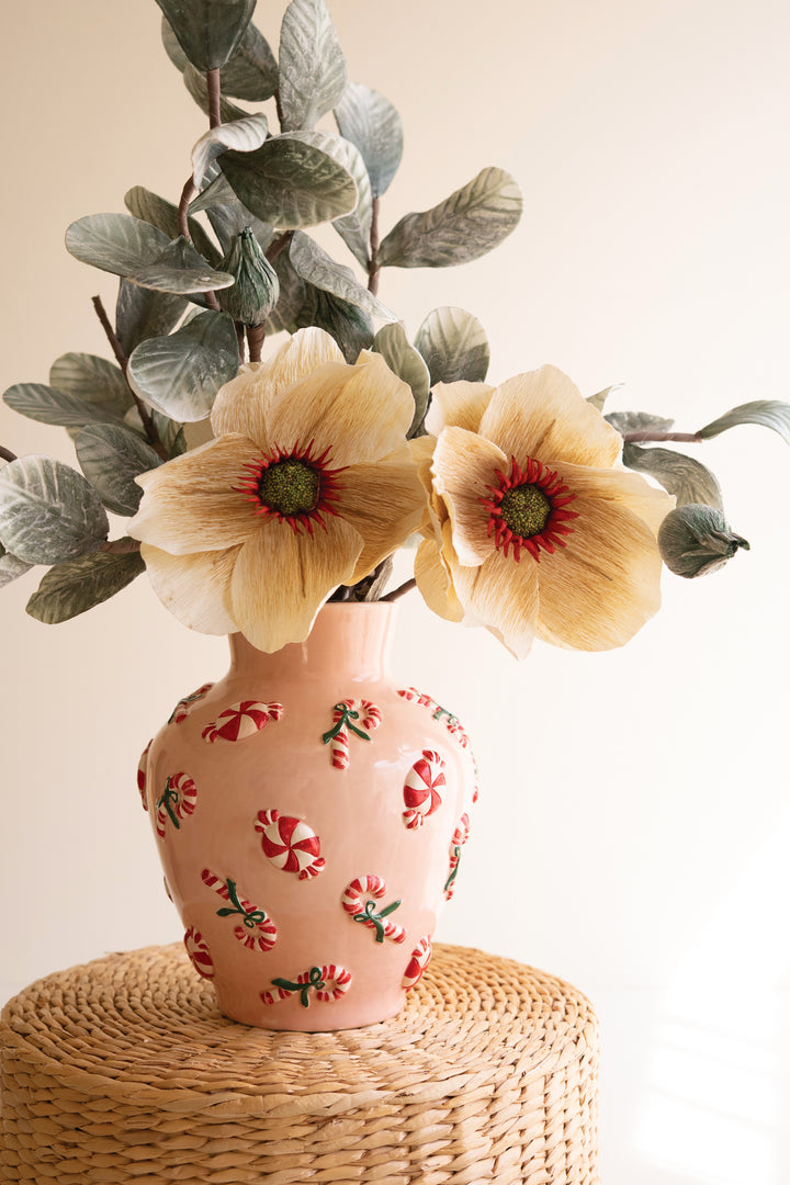 Ceramic Vase with Peppermint Detail