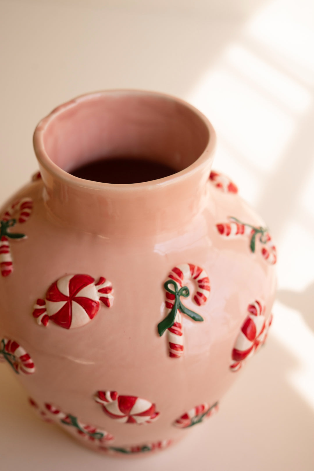 Ceramic Vase with Peppermint Detail