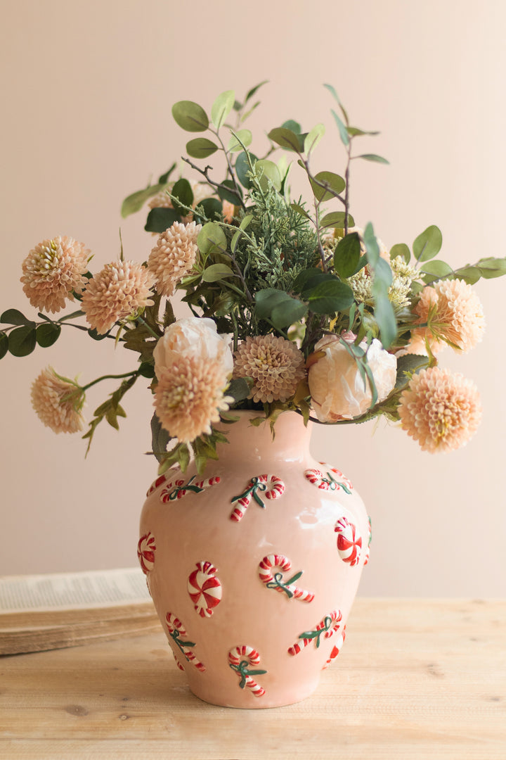 Ceramic Vase with Peppermint Detail