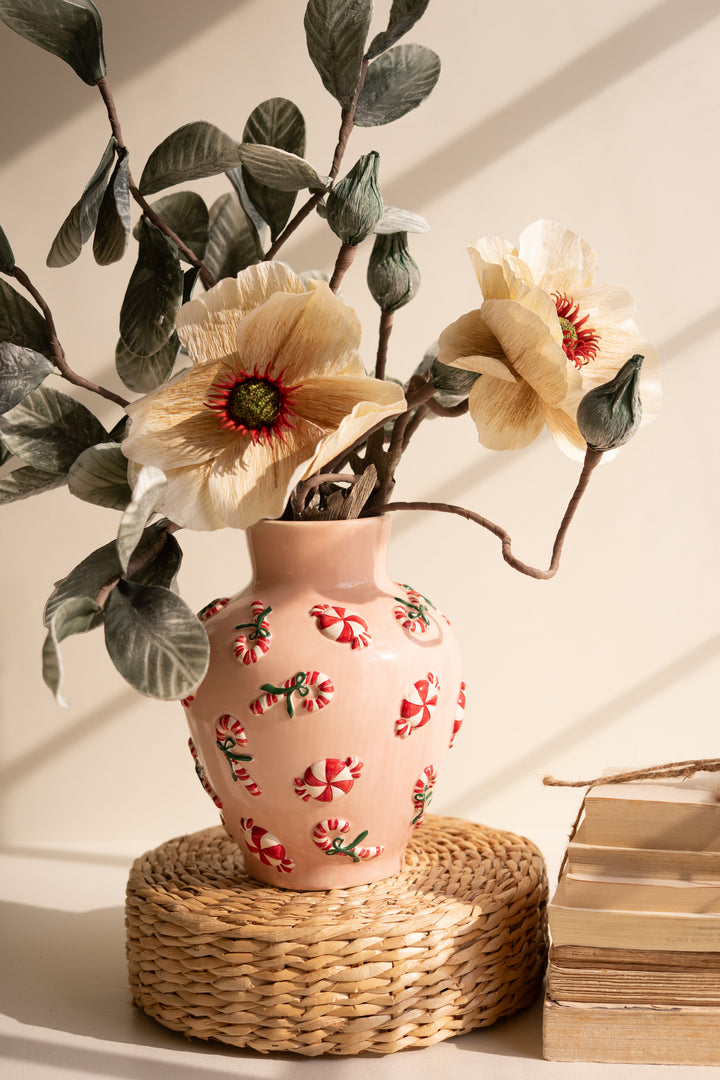 Ceramic Vase with Peppermint Detail
