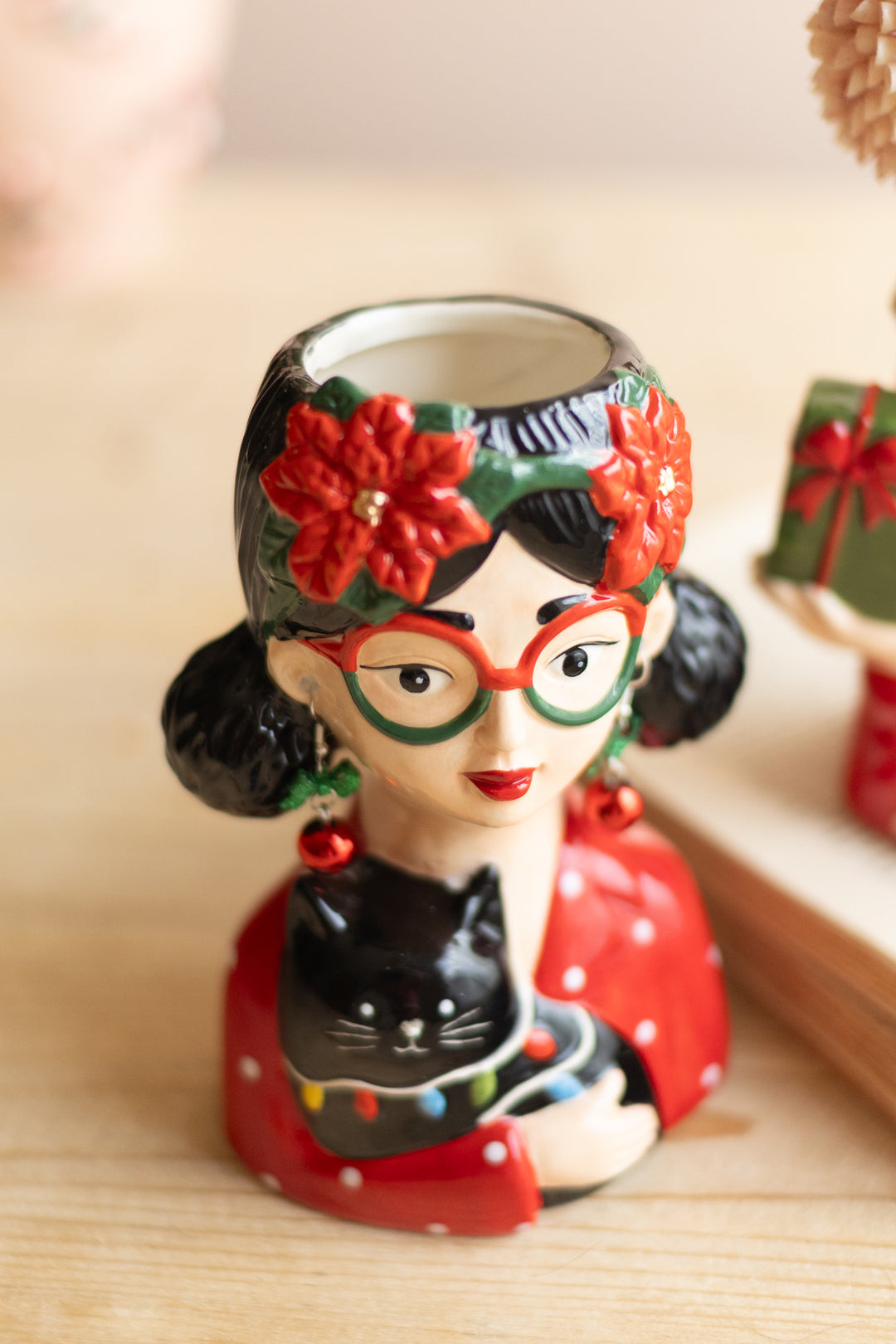 Set of 2 Ceramic Tacky Christmas Women Vases