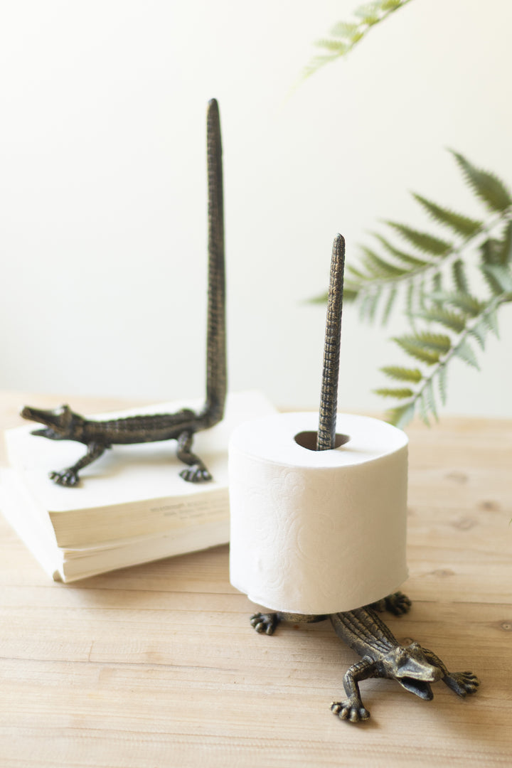 Cast Iron Crocodile Toilet Paper Holder Set of 2