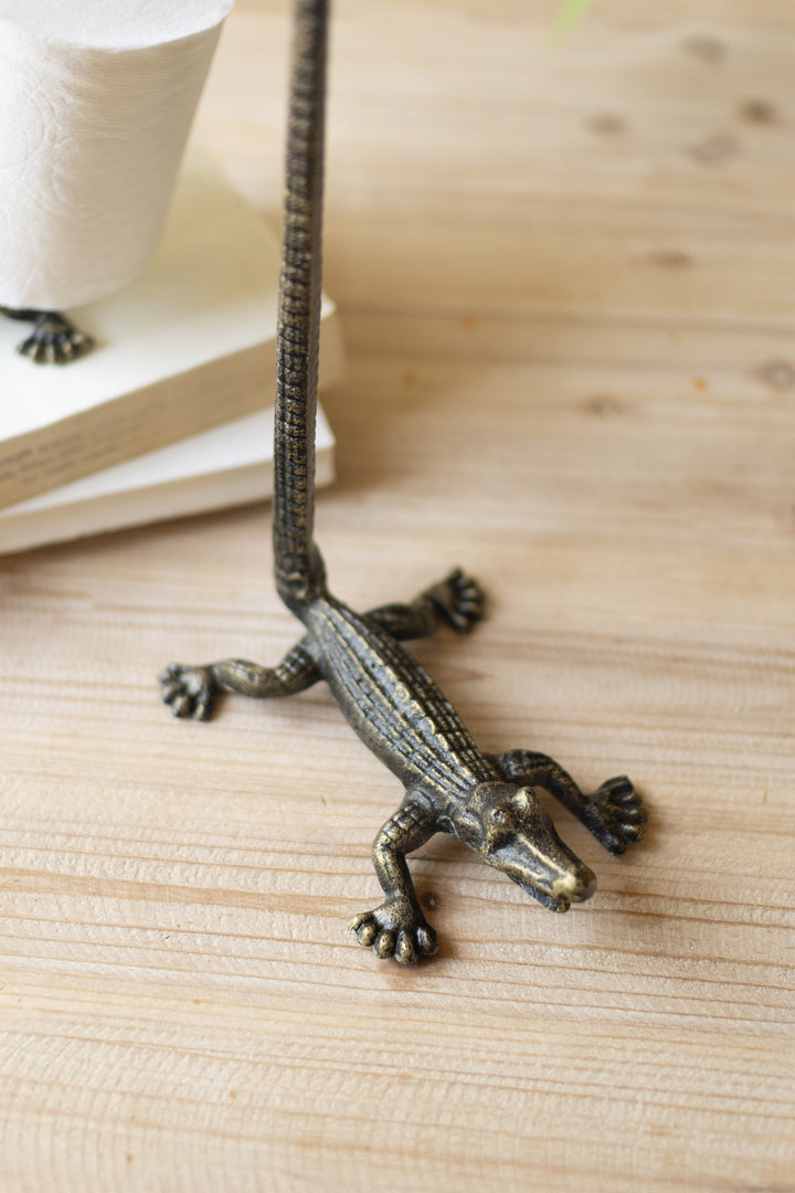 Cast Iron Crocodile Toilet Paper Holder Set of 2