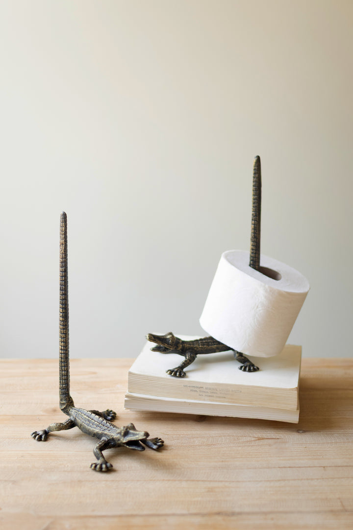 Cast Iron Crocodile Toilet Paper Holder Set of 2