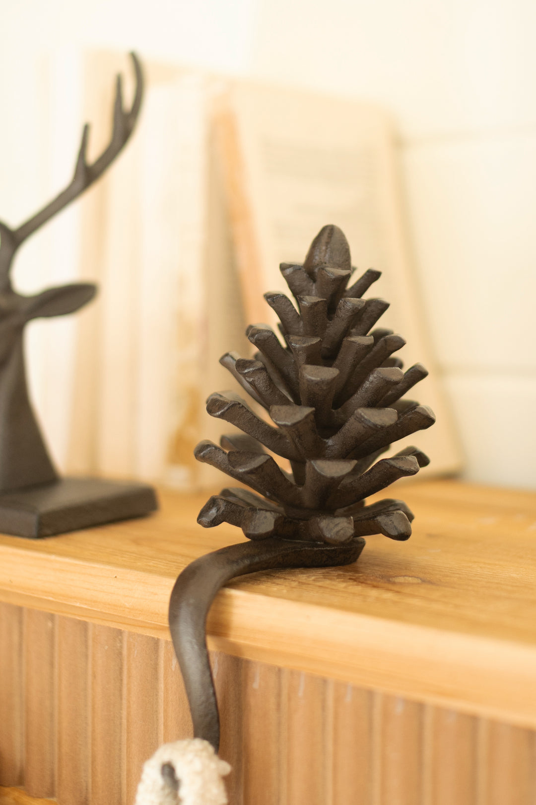 Cast Iron Pinecone Stocking Holder Set of 2