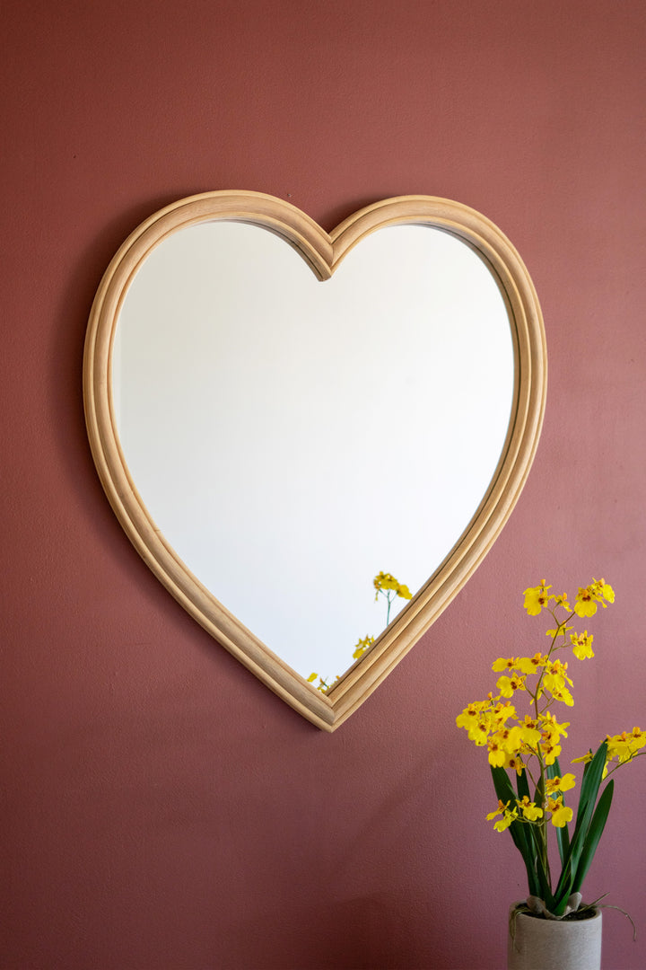 Wood Framed Heart Mirror